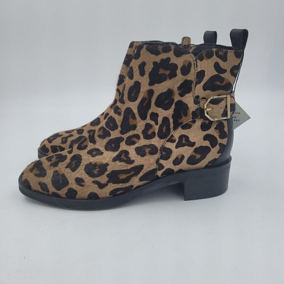 Cole Haan Kimberly Cheetah Print Side Zip Fur Bootie Ankle Boot W22302 Size 6.5B - Picture 6 of 12